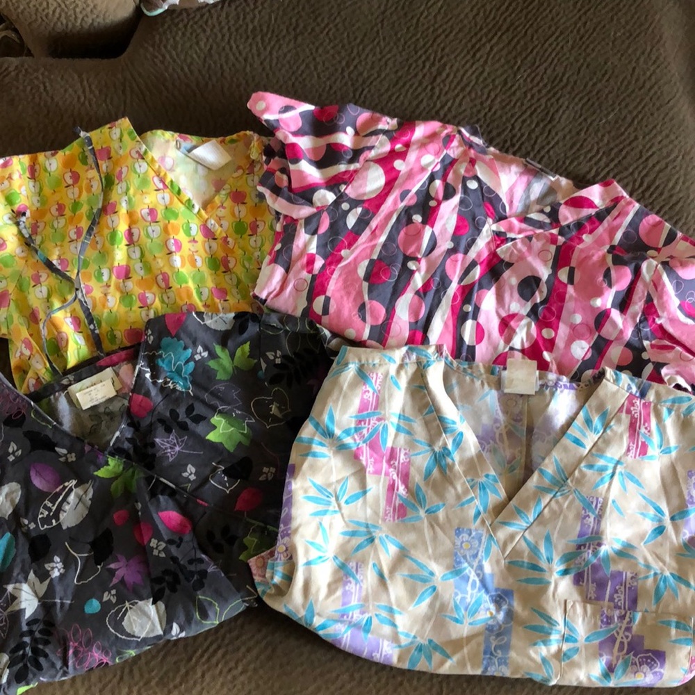 Colorful scrub tops